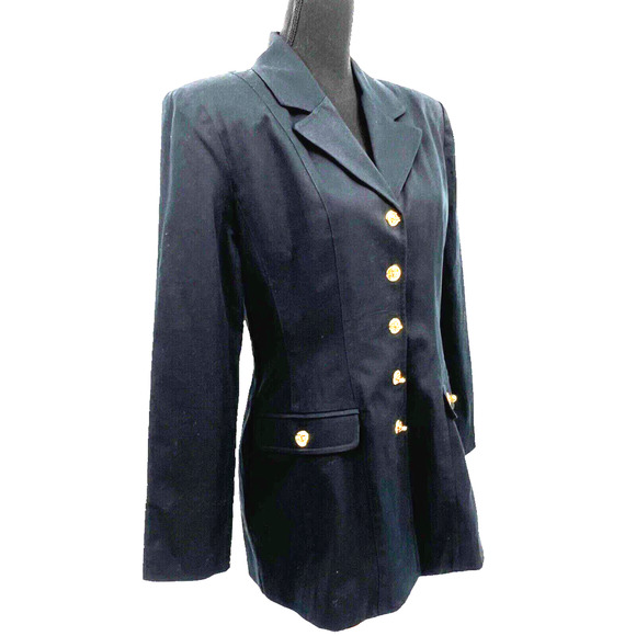 St. John Sport Marie Gray Vintage Cotton Blend Blazer Rare Turn Lock Closures - Picture 2 of 6